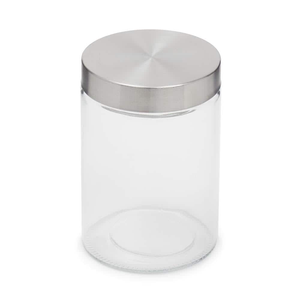 Home Basics 25 oz. Small Round Glass Canister With Stainless Steel Lid  HDC64117 - The Home Depot