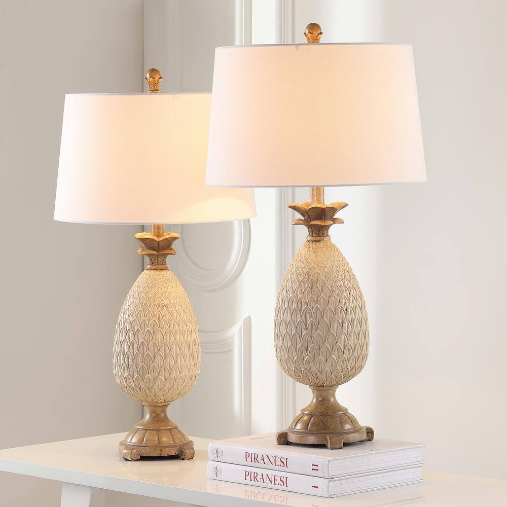 Joyce 27.75" Grey Faux Leather Table Lamp Set