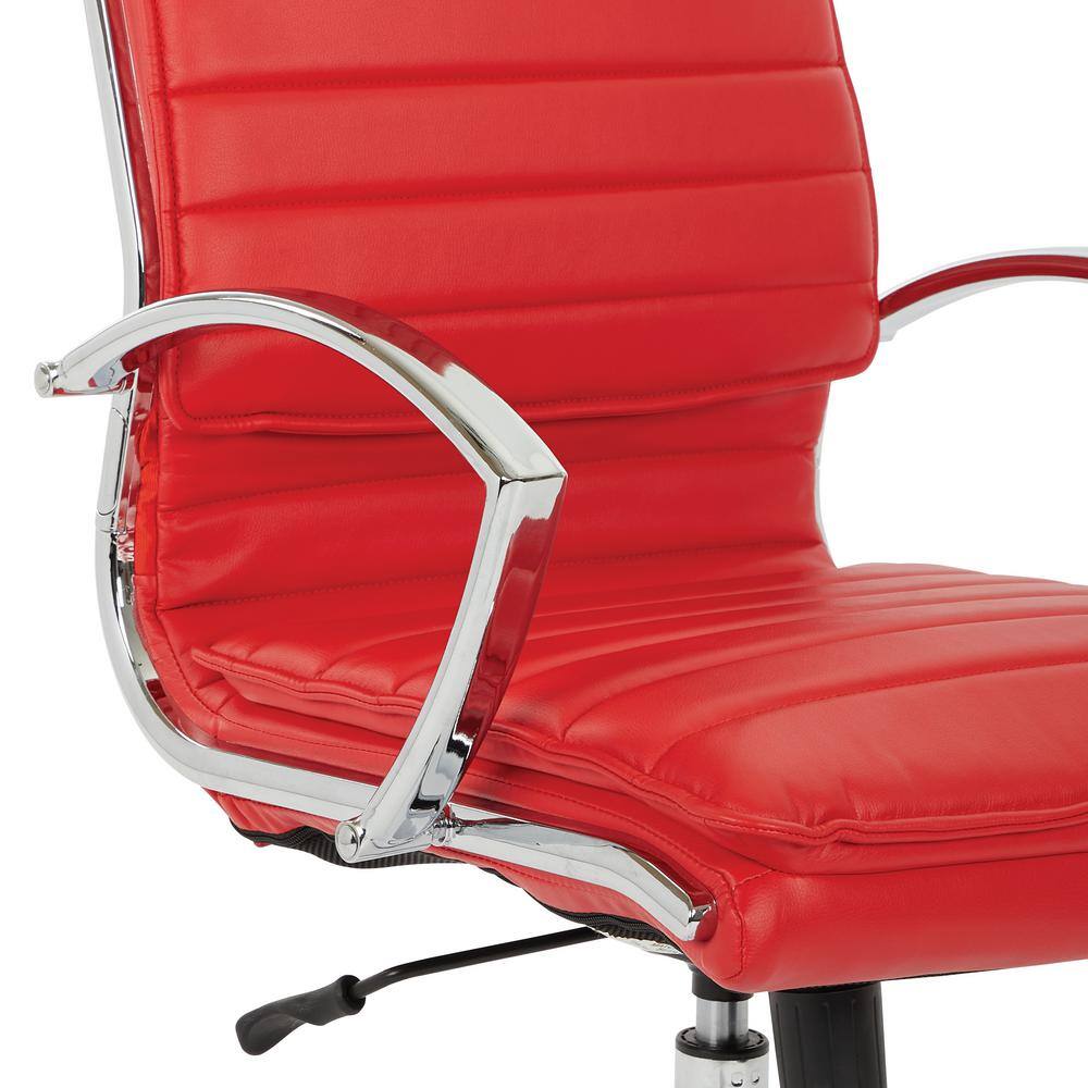 Executive High Back Red Leather Swivel Chair with Metal Base