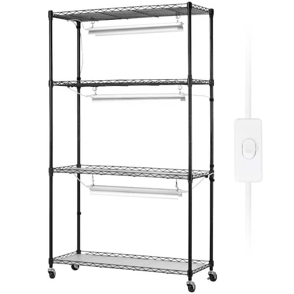 SVOPES Plant Stand with Grow Light, 4-Tier Metal Shelf with 90W, Full Spectrum Adjustable for Indoor Seed Starting