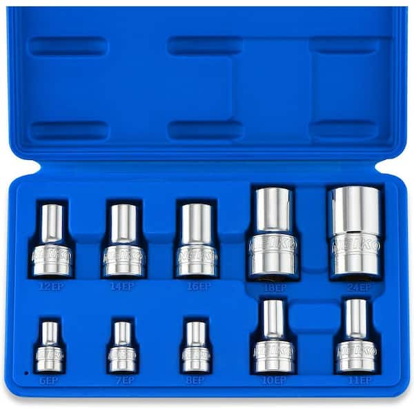 External Torx Plus Socket Set, EP6-EP24, Cr-V Steel, 1/4,3/8,1/2 in. Drive (10-Piece)