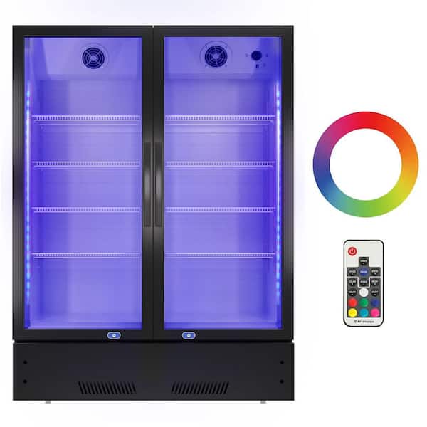38.3 in. 17.1 cu. ft. Commercial Display Upright Swing Glass Door Refrigerator in Black with LED Lighting, ETL Approved
