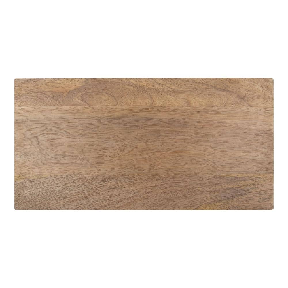 Natural Mango Wood and Black Metal Slim Side Table