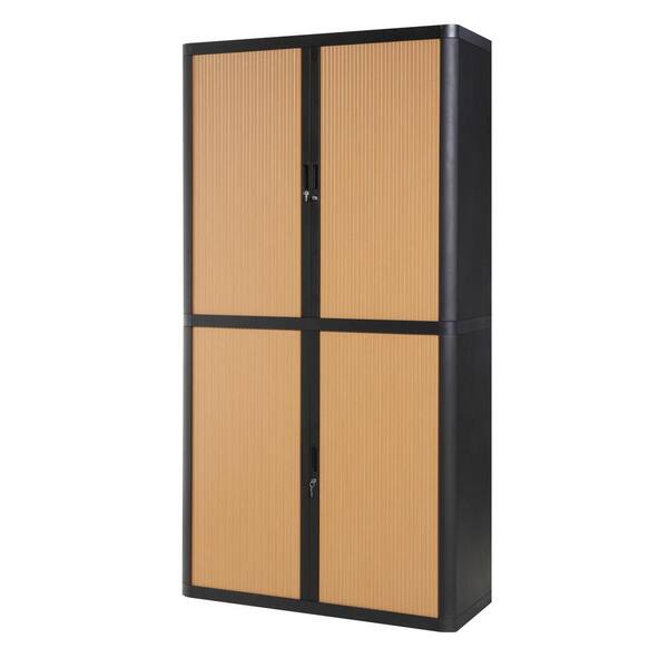 Unbranded Paperflow easyOffice 80 in. Tall with 4-Shelves Storage Cabinet in Black and Beech