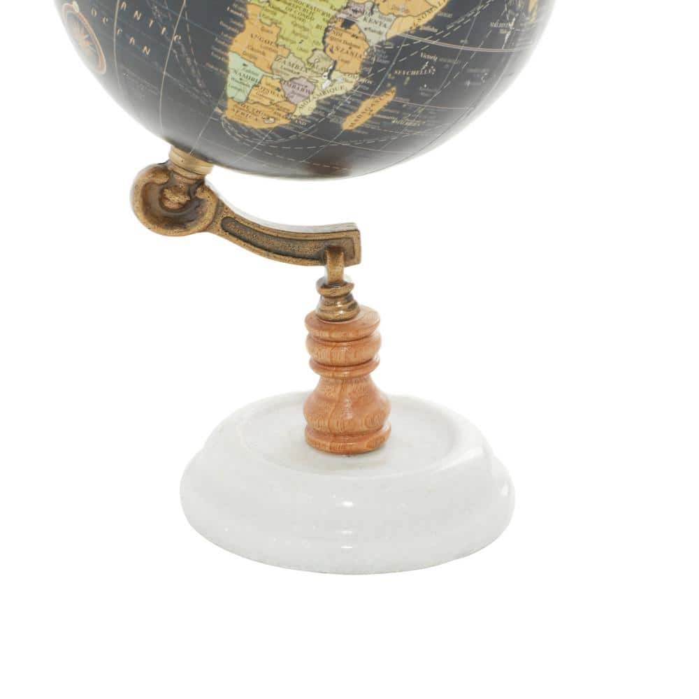 Black Mango Wood Globe with Marble Base, 7" x 11"