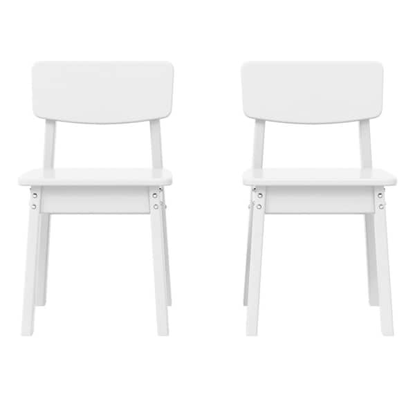 WESTIN OUTDOOR Modern Mini Children's Outdoor Patio All Weather HDPE Plastic Dining Chair for Kids (Set of 2), White