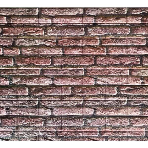 Dundee Deco Falkirk Jura 3/10 in. x 28 in. x 30 in. Rouge Rose Faux Bricks PE Foam Peel-and-Stick Wall Panel (10-Pack)