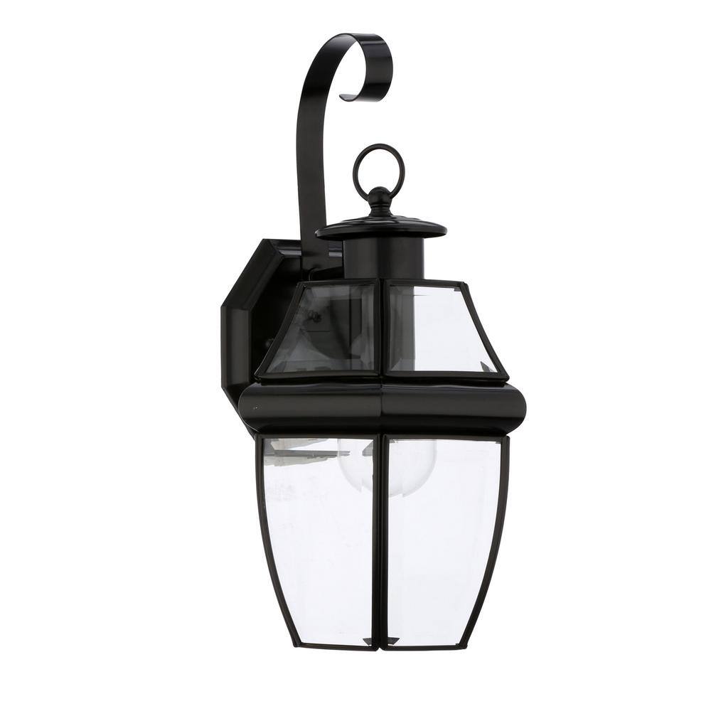 Black 14 Inch Outdoor Wall Lantern with Clear Glass