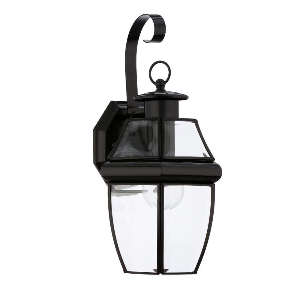 Black 14 Inch Outdoor Wall Lantern with Clear Glass