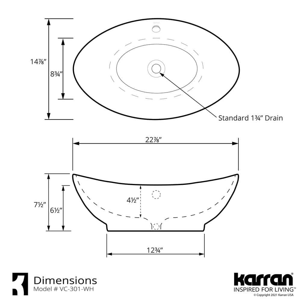 Valera 23" White Ceramic Undermount Bathroom Sink