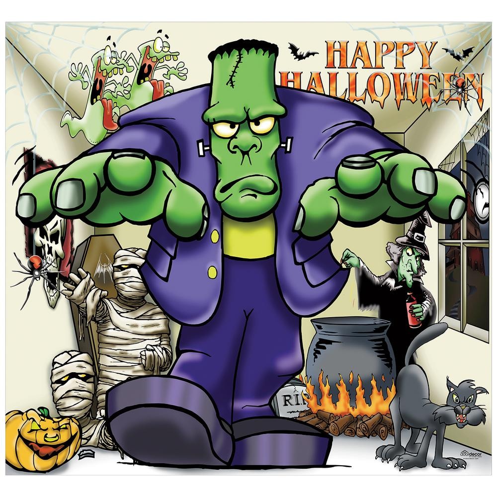 My Door Decor 36 in. x 80 in. Happy Halloween Skeletons Front Door