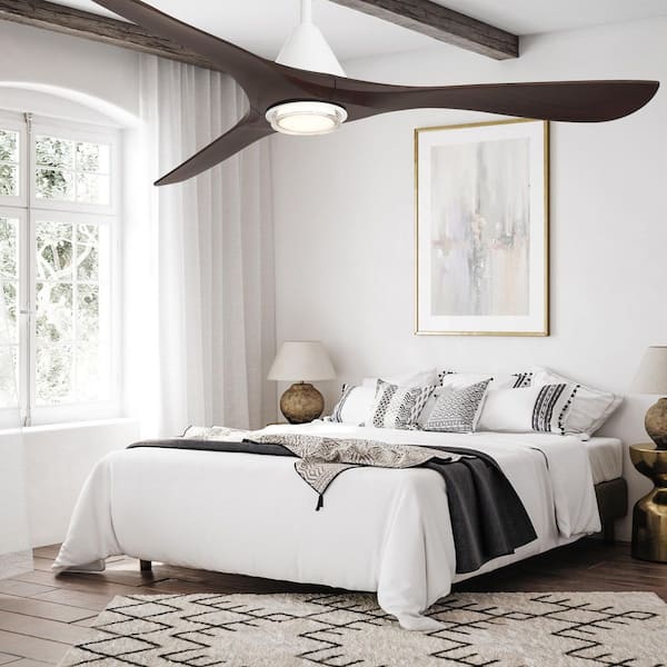 Carve 72 in. Smart Indoor/Outdoor Antique Nickel/Distressed Koa Downrod Mount Standard Ceiling Fan 4CCT Integrated LED