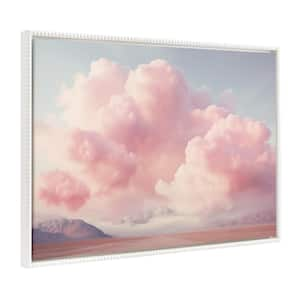 Sylvie Vintage Pink Cotton Candy Cloud Mountain Landscape 1-Piece White Framed Canvas Art Print, 31.5 in. x 41.5 in.