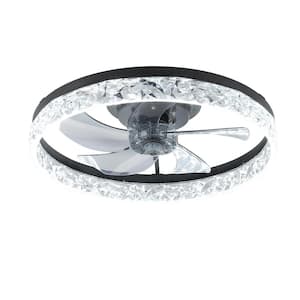 Modern 1-Light dimmable Integrated LED Black Ceiling Fan Chandelier for Living Rooms, Dining Rooms and Bedrooms