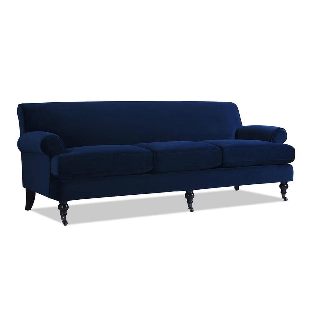 Alana Navy Blue Velvet Lawson Sofa with Removable Cushions