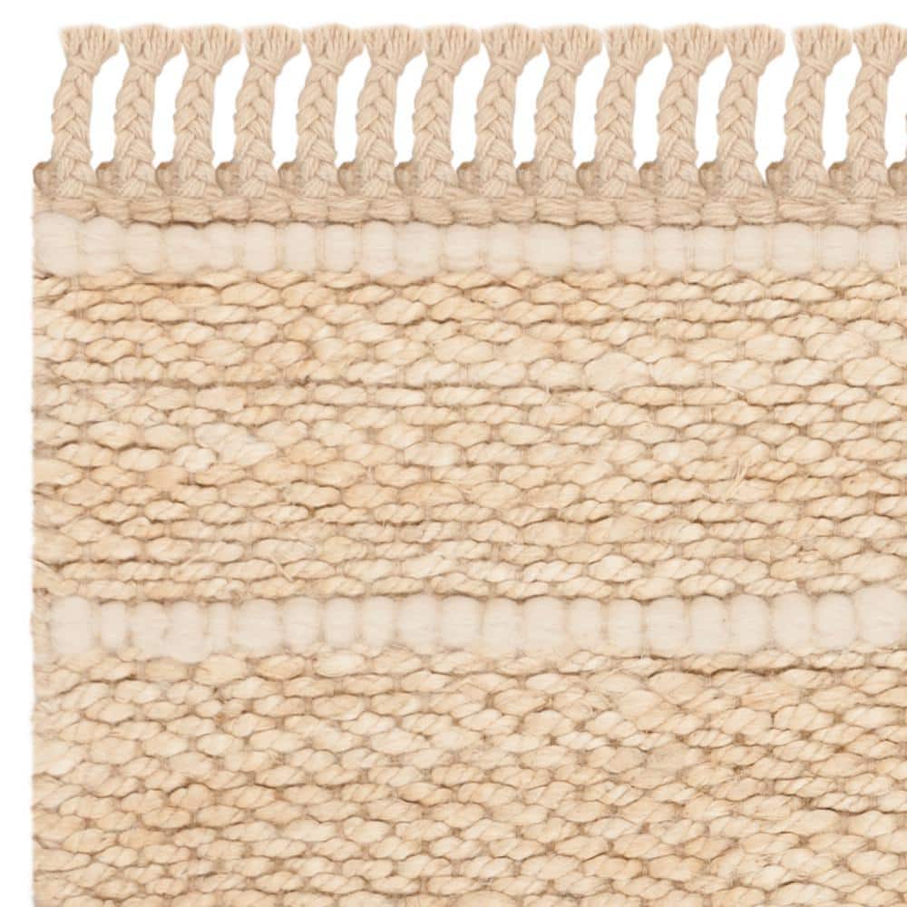 Ivory Flat Woven Handmade Round Wool Rug, 2' x 3'