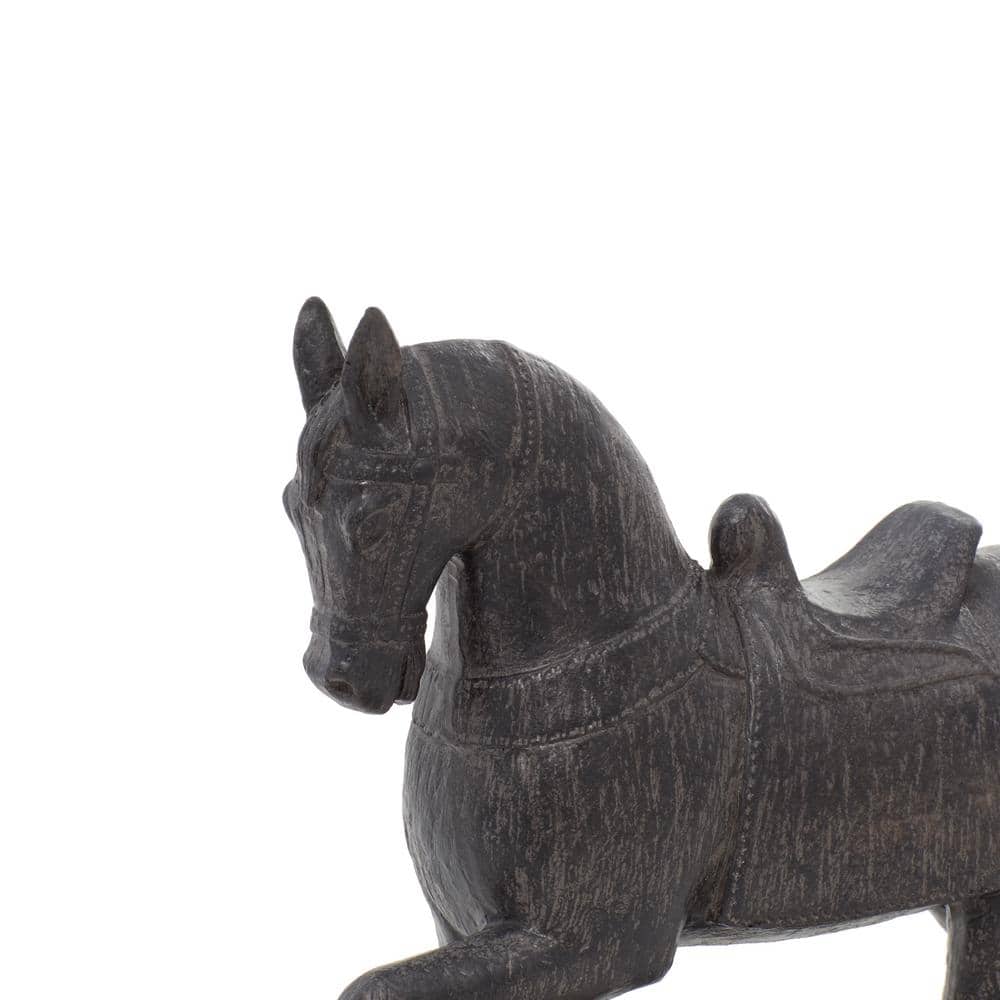 9" Brown Polystone Horse Statue with Weathered Finish