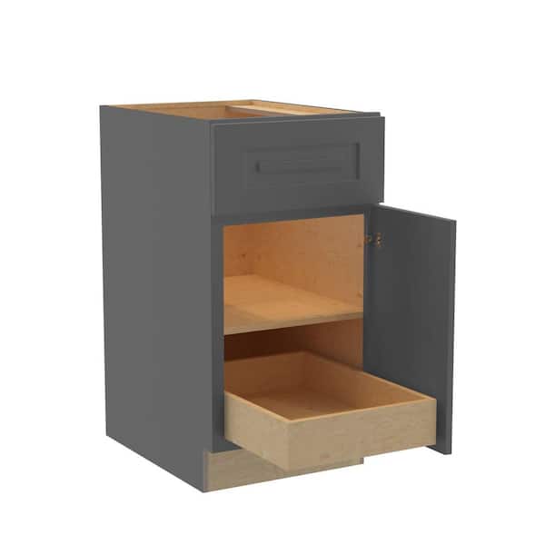 Grayson 18 in. W x 24 in. D x 34.5 in. H Assembled Plywood Base Kitchen Cabinet in Deep Onyx with Utility Soft Close RH