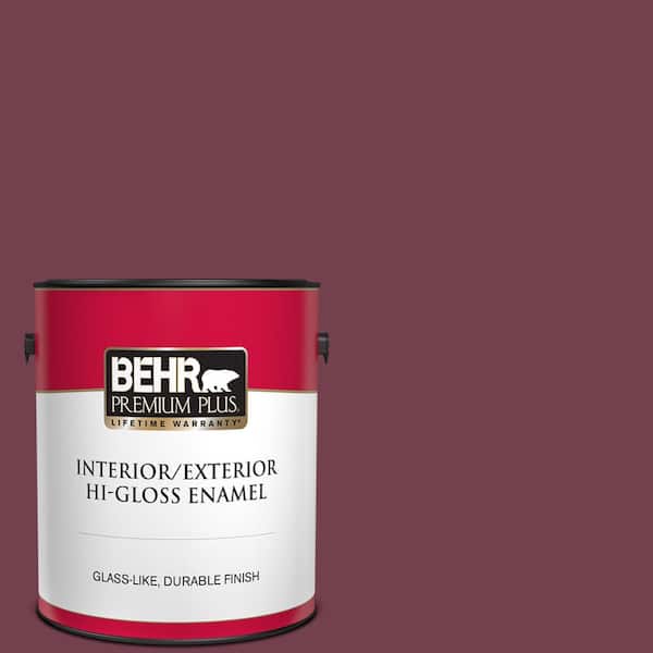 BEHR PREMIUM PLUS 1 gal. #T11-4 Blood Rose Hi-Gloss Enamel Interior/Exterior Paint