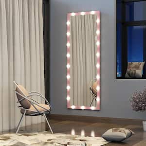 23 in. W x 63 in. H Large Rectangular Aluminum Framed Dimmable Wall Mounted Bathroom Vanity Mirror in Pink