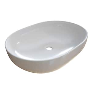Oval Bathroom Ceramic Vessel Sink Art Basin in White