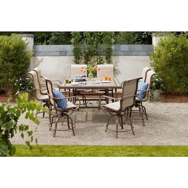 9 piece outdoor bar height dining set