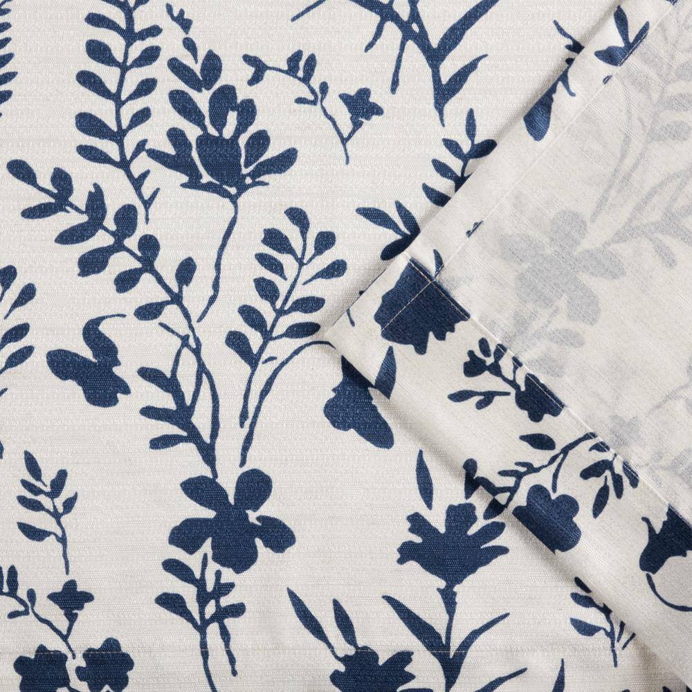 Indigo Floral Light Filtering Grommet Top Curtain Panels, 54"x96", Set of 2