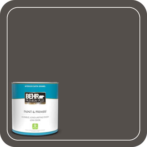 BEHR PREMIUM PLUS 1 qt. #PPU24-02 Berry Brown Satin Enamel Low Odor Interior Paint & Primer