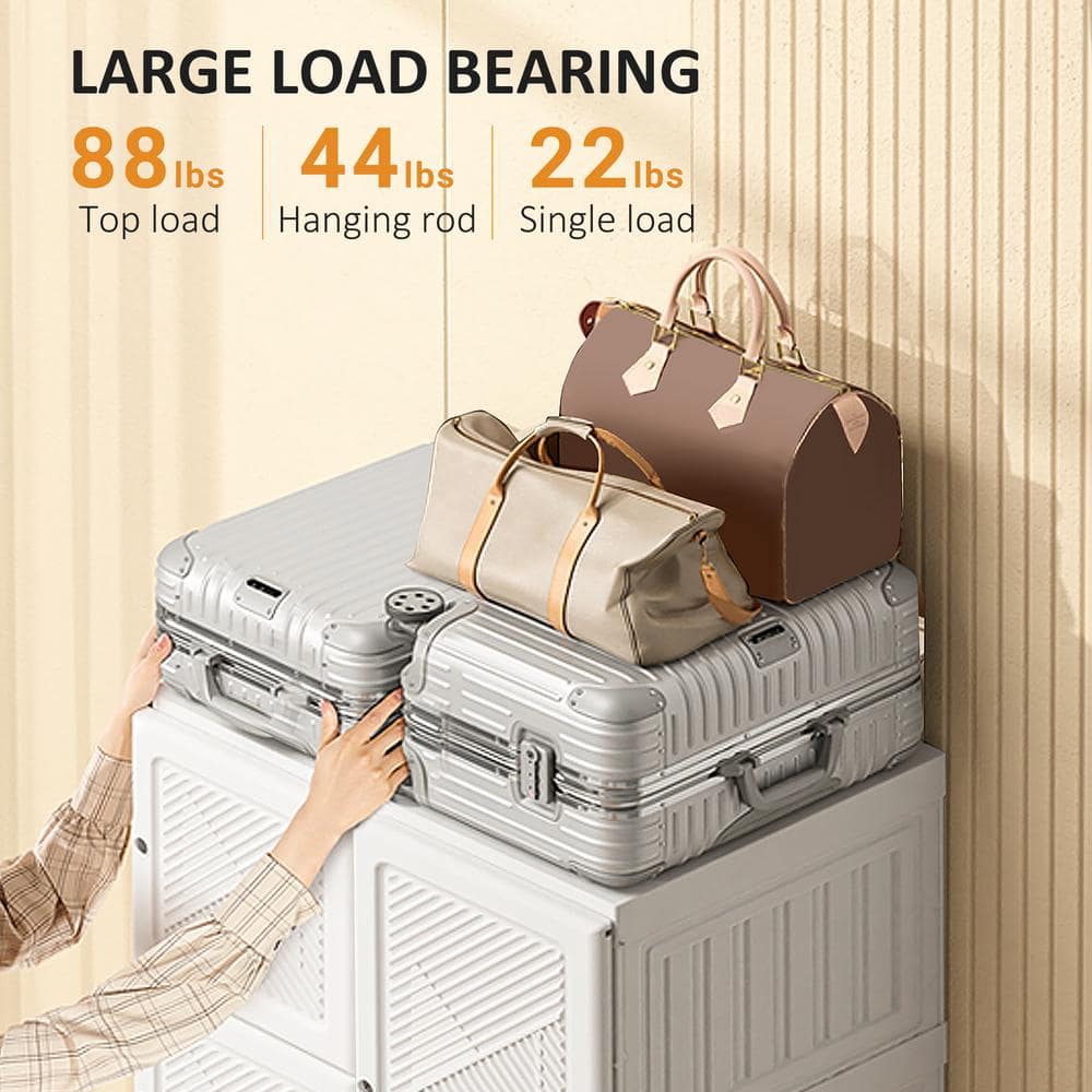 White Modular Portable Wardrobe Closet with Cube Compartments