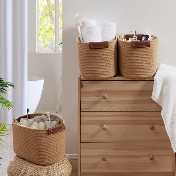 3-Pack Cotton Storage high quality Baskets,