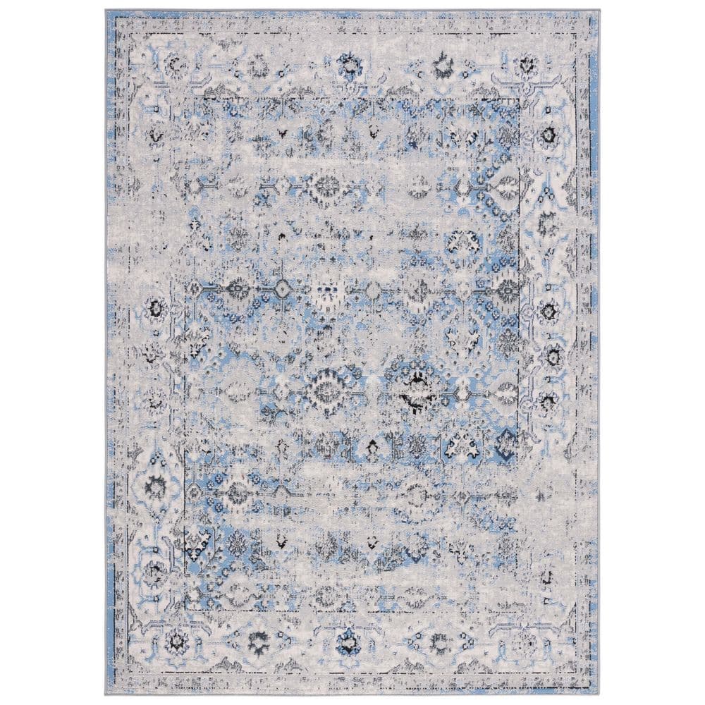 Odyssey 5 ft. x 8 ft. Gray/Light Blue Distressed Border Oriental Area Rug price history on PriceWatchPro
