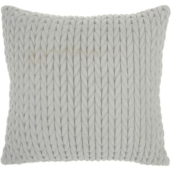 Mina Victory Lifestyles Light Gray Quilted Suede Chevron 18 in. x 18 in. Throw Pillow