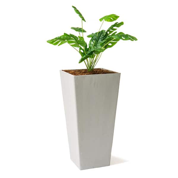 XBRAND 30 in. Tall Modern Square Planter, Tapered Floor Planter for Indoor and Outdoor Planter, Patio Decor, Gray
