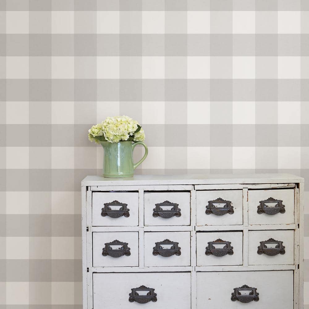 Grey and White Buffalo Check Peel & Stick Wallpaper