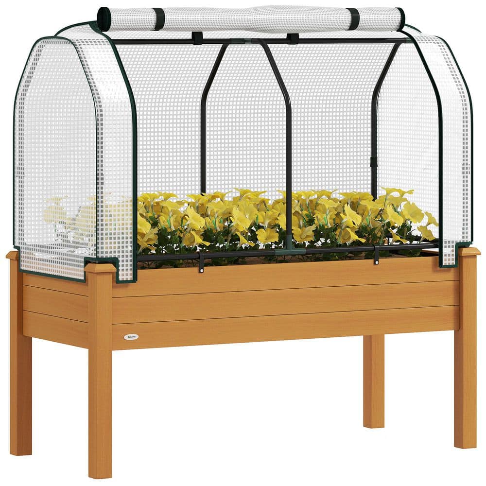 45.25 in. x 19.25 in. x 7.25 in. Fir Wood Raised Garden Bed with PE Greenho