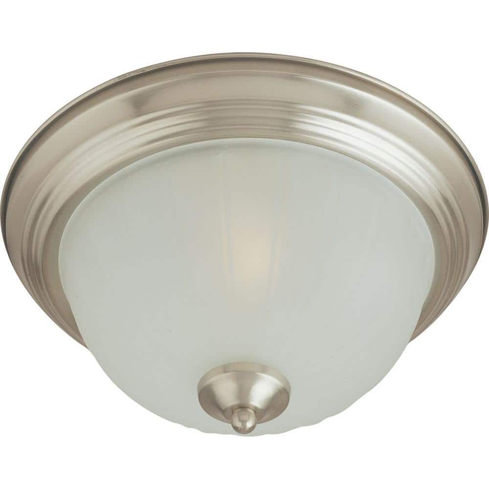 Satin Nickel Frosted Glass 3-Light Flush Mount