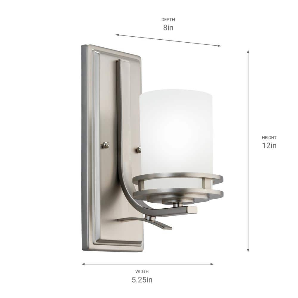 Brushed Nickel Cylinder Wall Sconce with Cream Shade