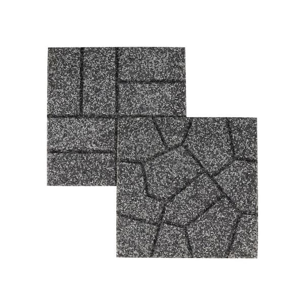 Vigoro 16 in. x 16 in. x 3/4 in. Black/Gray Blended Dual-Sided Rubber Paver (60-Pack)