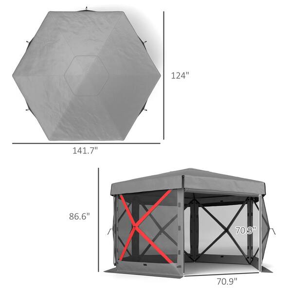 Outsunny 12 ft. x 12 ft. Hexagonal Pop Up Gazebo Canopy Tent