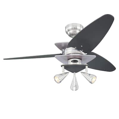 Vector Elite 42 in. LED Brushed Nickel with Graphite Accents Ceiling Fan with Light Kit
