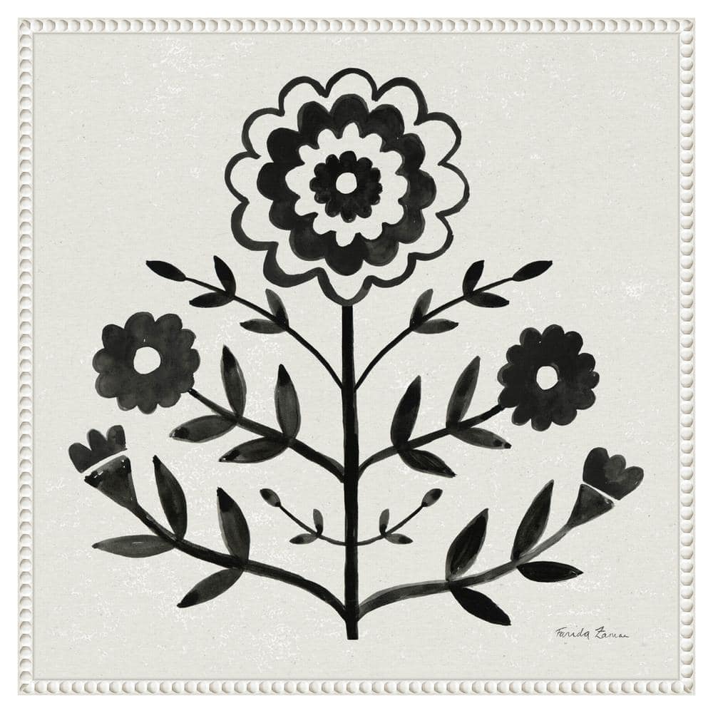 Black and White Botanic-Inspired Framed Canvas Wall Art