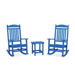 Grant Park Pacific Blue 3-Piece Plastic Outdoor Rocking Chair