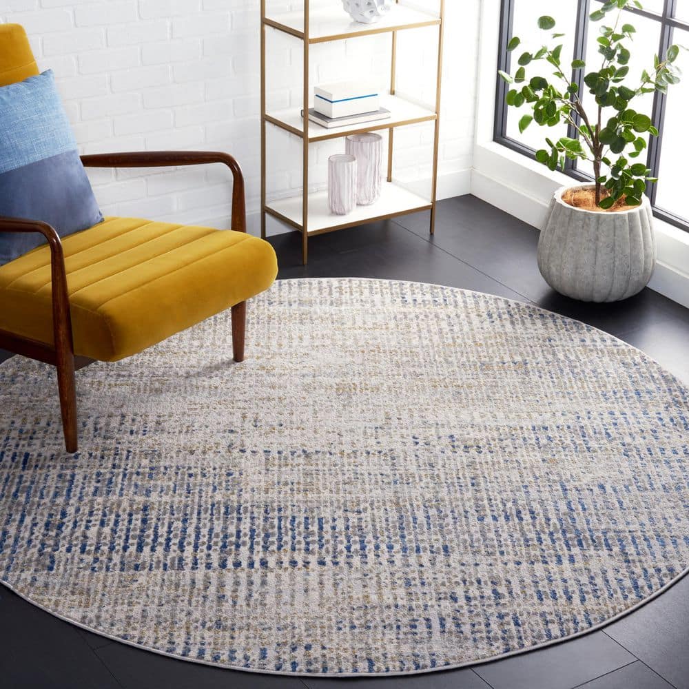Palma 7 ft. x 7 ft. Round Beige/Blue Distressed Striped Area Rug price history on PriceWatchPro