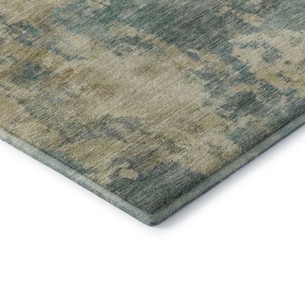 Mayfield Premium Machine Washable Abstract AMF2066 Teal 9 ft. x 12 ft. Area Rug