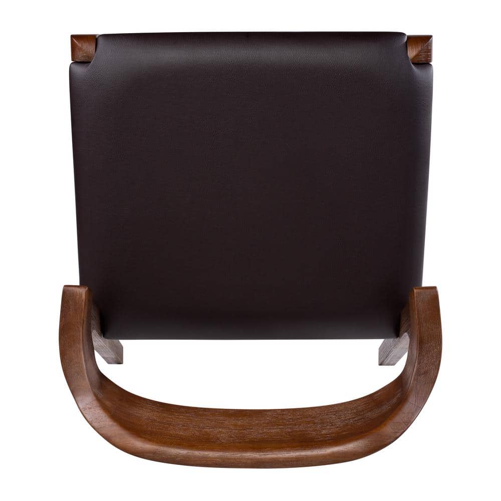 Chestnut Wire-Brushed Faux Leather Low Side Chair