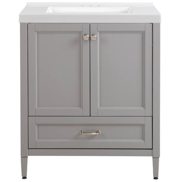 Home Decorators Collection Claxby 31 in. W x 22 in. D x 37 in. H Vanity in Sterling Gray with Cultured Marble Vanity Top in White with White Sink