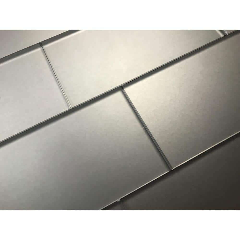 Glacier Aura Gray 3X12 Frosted Glass Tile