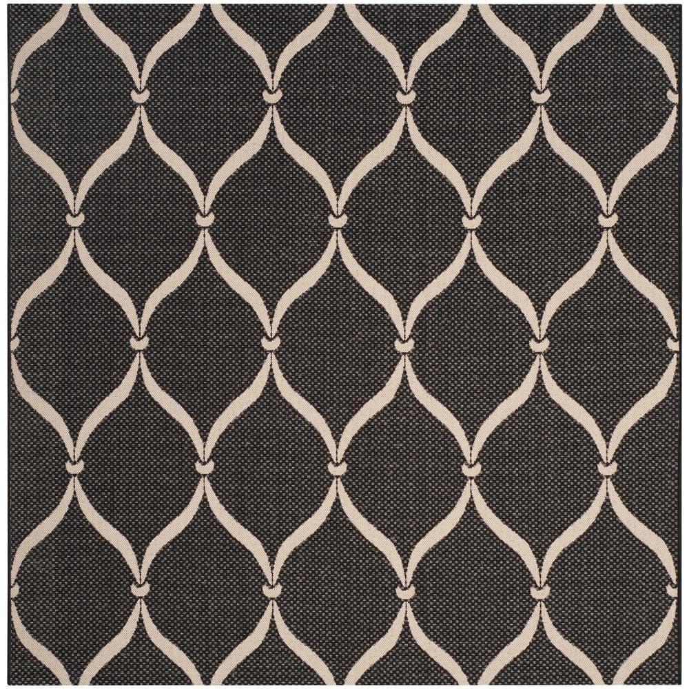 Courtyard Black and Beige Square Indoor/Outdoor Rug