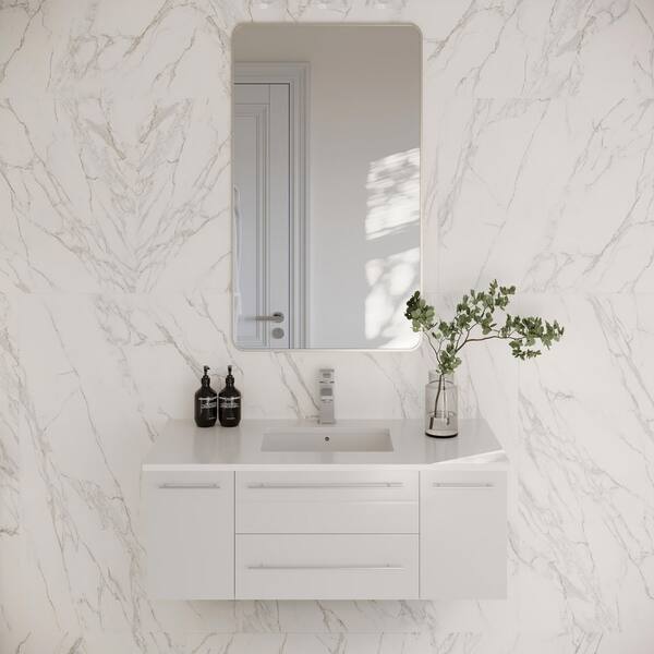 Lucera 41 in. Wall Mount Floating Single Bath Vanity Cabinet without Top in White - Undermount Sink Compatible