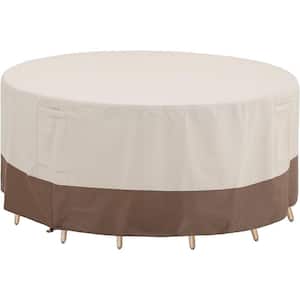 Waterproof Patio Furniture Cover Outdoor 420D Silver-coated Round Table Cover 60 in. Dia x 23 in. H Beige Coffee